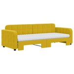 vidaXL Lit de jour avec lit gigogne et matelas jaune 80x200 cm velours