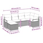 vidaXL Ensemble de Canapés avec coussin 6 Pièces Marron polyrotin