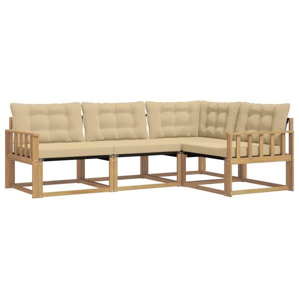 vidaXL Ensemble de canapés d'extérieur 4 Pièces Blanc et Beige