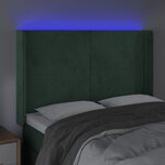 vidaXL Tête de lit à LED Vert foncé 147x16x118/128 cm Velours