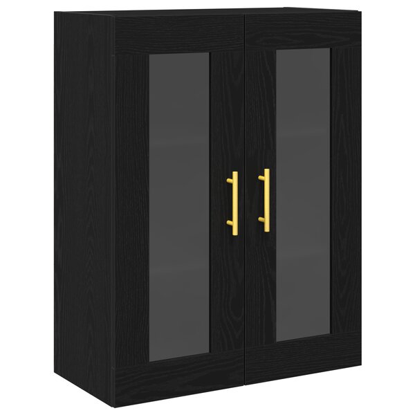 Armoire Murale vidaXL avec Portes en Verre Chêne Noir 69 5x34x90 cm