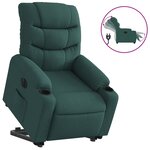 vidaXL Fauteuil inclinable électrique vert foncé tissu
