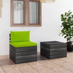 vidaXL Salon palette de jardin 2 Pièces avec coussins Bois de pin massif