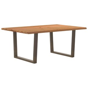vidaXL Table à manger avec bord naturel 180x100x74cm bois massif chêne