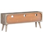 vidaXL Meuble TV Gris 130x35x51 cm Bois massif de manguier brut
