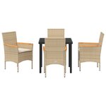 vidaXL Ensemble de salle à manger de jardin de 5 pièces avec coussins beige poly rattan