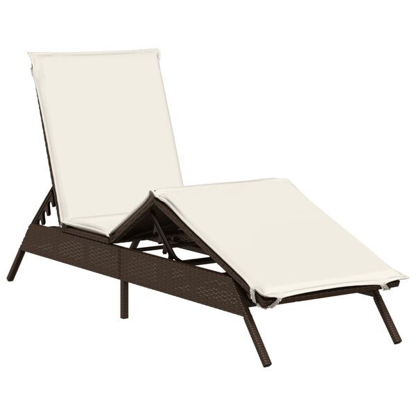 vidaXL Chaise longue avec coussin marron résine tressée