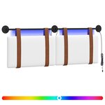 vidaXL Tête de lit suspendue Avec lumière LED Blanc PU antique