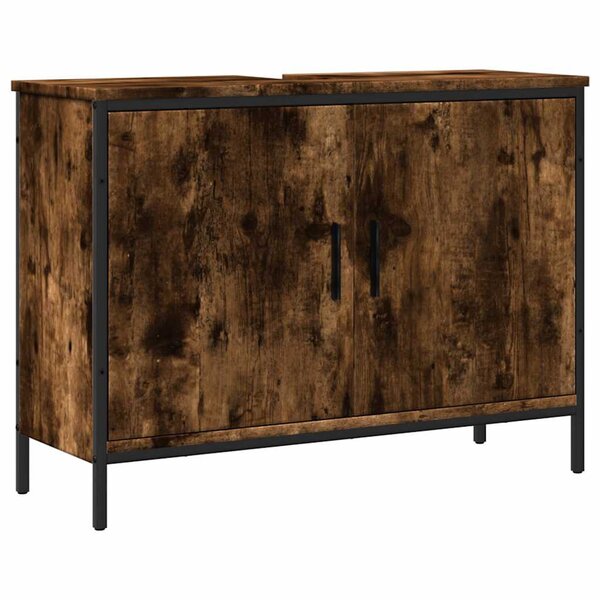 vidaXL Armoire lavabo de salle de bain chêne fumé 80x30x60 cm
