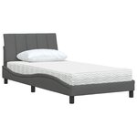 vidaXL Lit avec matelas Hanko gris foncé 100x200 cm tissu