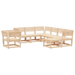 vidaXL Salon de jardin 8 Pièces Bois de pin massif