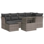 vidaXL Salon de jardin avec coussins 7 Pièces gris résine tressée