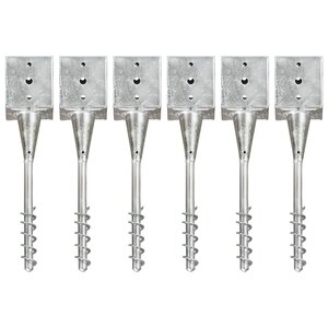 vidaXL Piquets au sol 6 Pièces Argenté 12x12x56 cm Acier galvanisé