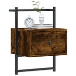 vidaXL Table de chevet murale chêne fumé 35x30x51 cm cm