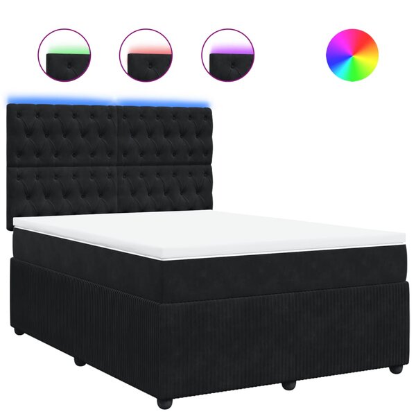 vidaXL Sommier à lattes de lit et matelas Noir 160x200 cm Velours