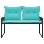 vidaXL Banc extérieur avec coussin 4 Pièces Noir et turquoise polyrotin