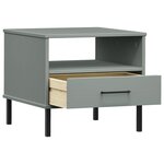 vidaXL Table de chevet avec pieds en métal Gris Bois pin massif OSLO