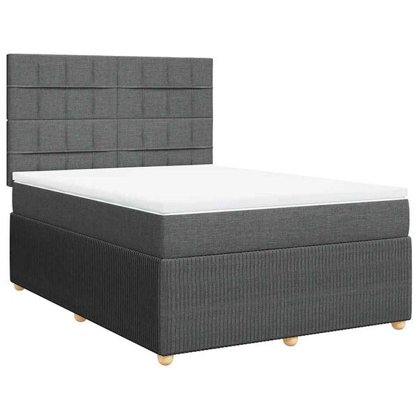 vidaXL Sommier à lattes de lit avec matelas Gris foncé 140x190cm Tissu