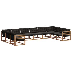 vidaXL Ensemble de canapés d'extérieur 10 Pièces Naturel et Noir
