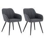Chaises de salle à manger en lin 2 pièces modèle élégant gris foncé 19_0000332