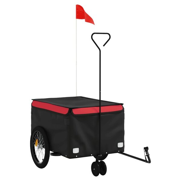 vidaXL Remorque de vélo noir et rouge 30 kg fer