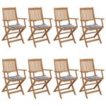 vidaXL Chaises pliables de jardin lot de 8 avec coussins Bois d'acacia