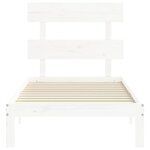 vidaXL Cadre de lit avec tête de lit blanc 90x200 cm bois massif