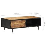 vidaXL Table basse 105x50x35 cm Bois de manguier brut