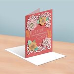 Carte anniversaire femme décor en fleurs reliefées - draeger paris