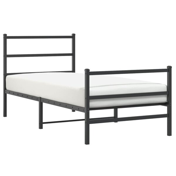 vidaXL Cadre de lit métal sans matelas avec pied de lit noir 90x200 cm