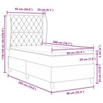 vidaXL Lit à ressorts avec matelas Gris clair 90 x 200 cm Velours