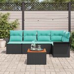 vidaXL Ensemble de canapé de jardin 6 Pièces Noir et turquoise