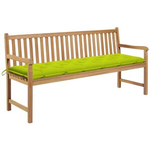 vidaXL Banc de jardin avec coussin vert vif 175 cm Bois de teck massif