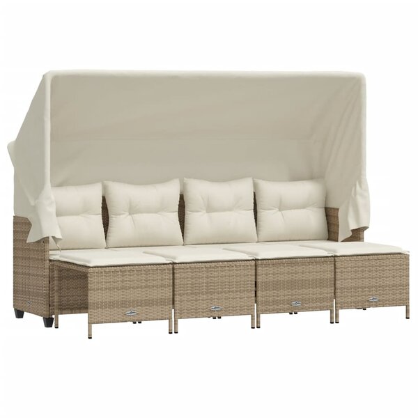 vidaXL Salon de jardin avec coussins 5 Pièces beige résine tressée