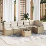 vidaXL Ensemble de canapé de jardin 7 Pièces Beige Poly rotin
