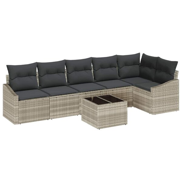 vidaXL Ensemble de salle à manger pour jardin 7 Pièces Gris clair