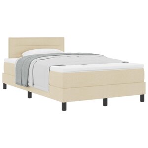 vidaXL Lit à ressorts avec tête de lit Crème 120 x 190 cm tissu