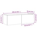 vidaXL Meuble TV mural avec lumières LED chêne fumé 100x35x31 cm