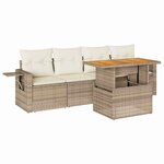 vidaXL Salon de jardin avec coussins 5 Pièces beige résine tressée