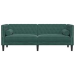 vidaXL Canapé Chesterfield avec traversins 3 places vert foncé velours