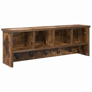 vidaXL Porte-manteau mural avec étagère Chêne fumé 75 x 16 x 26 cm