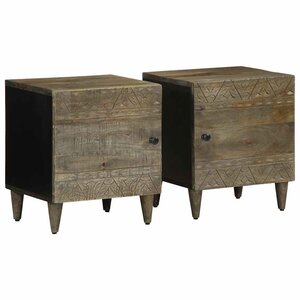 vidaXL Tables chevet 2 Pièces gris clair 40x33x46 cm bois manguier solide