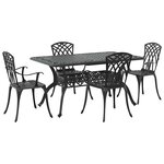 vidaXL Ensemble de salle à manger pour jardin 5 Pièces Noir Aluminium