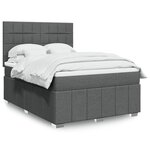 vidaXL Sommier à lattes de lit avec matelas Gris foncé 160x200cm Tissu