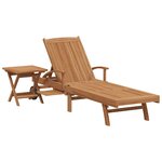 vidaXL Chaise longue avec coussin 2 Pièces Marron Bois de teck massif