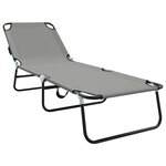 vidaXL Chaise longue pliante 2 Pièces Gris 188 x 57 x 86 5 cm Polyester