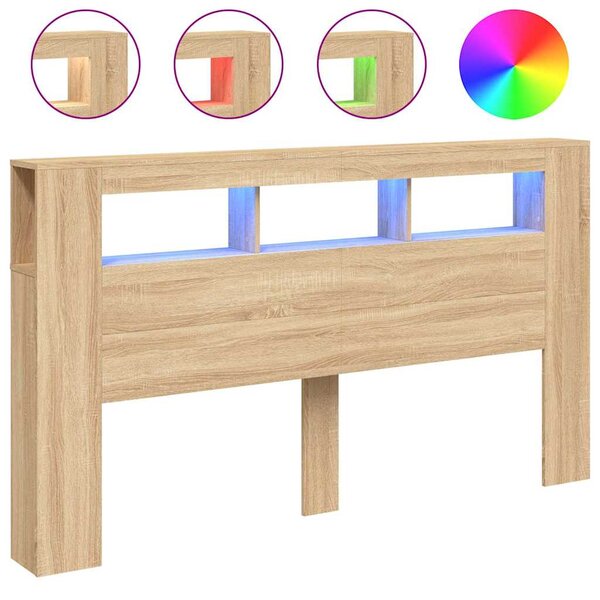 vidaXL Tête de lit à LED chêne sonoma 180x18 5x103 5cm bois ingénierie