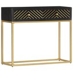 vidaXL Table console Noir et doré 90x30x75 cm Bois de manguier massif