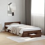vidaXL Cadre de lit avec tiroir sans matelas chêne marron 90x200 cm