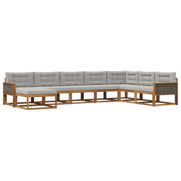 vidaXL Ensemble de canapés d'extérieur 8 pc Naturel et gris clair